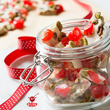 No-bake holiday white chocolate and cherry bark 